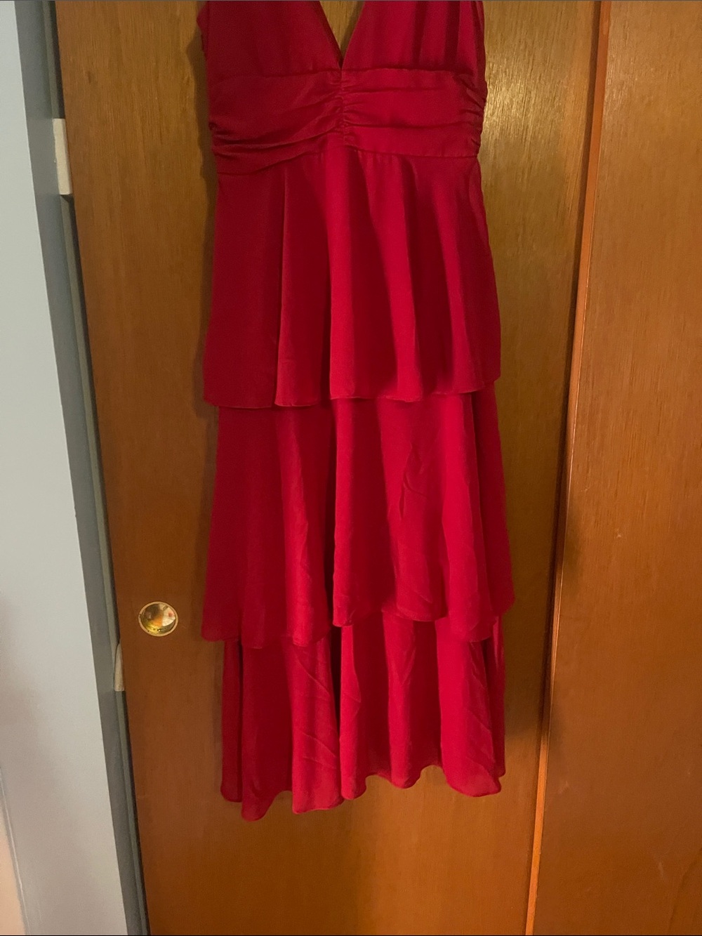 Lulu's Red V-Neck Tiered Maxi Dress - Picture 6 of 7